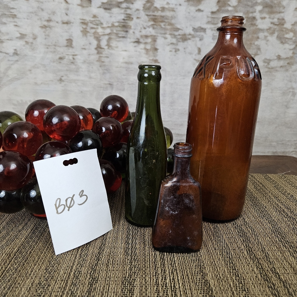 Vintage Glass Bottles Schilling McCormick Purex Vintage Amber Found Objects - Picture 10 of 10
